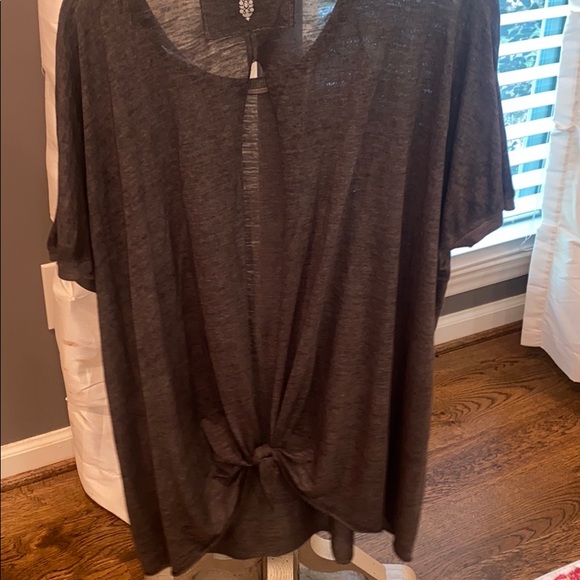 FREE PEOPLE Dark Gray Open-Back Tunic - Picture 3 of 6